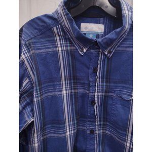 Columbia Mens Plaid Shirt L Blue Long Sleeve Button Up Outdoors Hiking Pocket